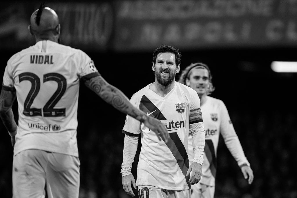 Lionel Messi Arturo Vidal Quique Setién Barça Napoli Champions League