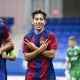 Barcelona's Daniel Dani Rodriguez celebrates after scoring during a soccer game between Spanish FC Barcelona and Belgian Royal Antwerp FC, on Tuesday 19 September 2023 in Barcelona, Spain, on day 1 of the UEFA Youth League competition. BELGA PHOTO TOM GOYVAERTS (Photo by Tom Goyvaerts / BELGA MAG / Belga via AFP) (Photo by TOM GOYVAERTS/BELGA MAG/AFP via Getty Images)