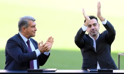 Joan Laporta and Xavi Hernandez
