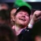 LONDON, ENGLAND - DECEMBER 20: Ed Sheeran, English Singer-Songwriter, reacts during day six of the 2024/25 Paddy Power World Darts Championship at Alexandra Palace on December 20, 2024 in London, England. (Photo by James Fearn/Getty Images)
