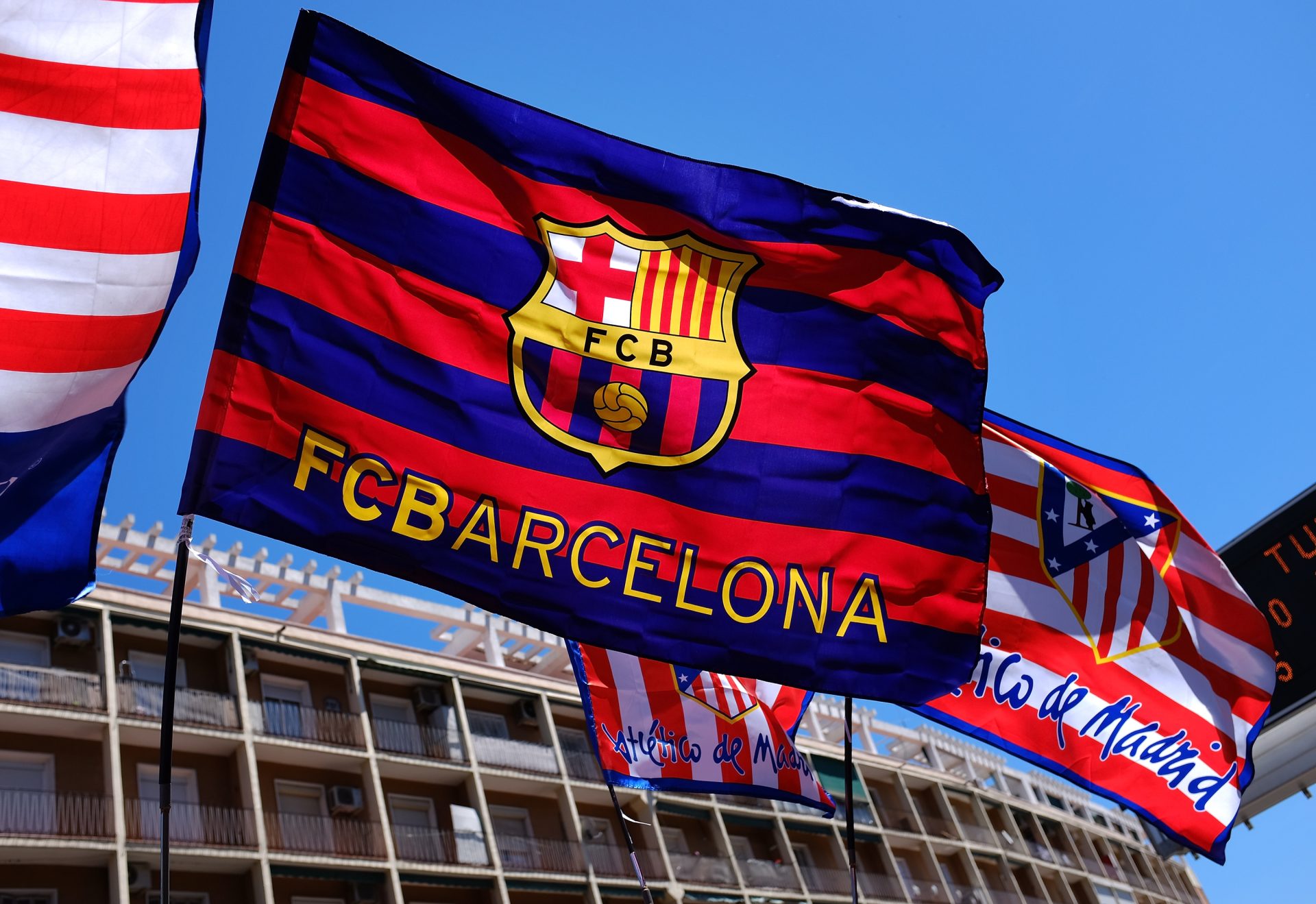 Barcelona and Atletico Madrid flags