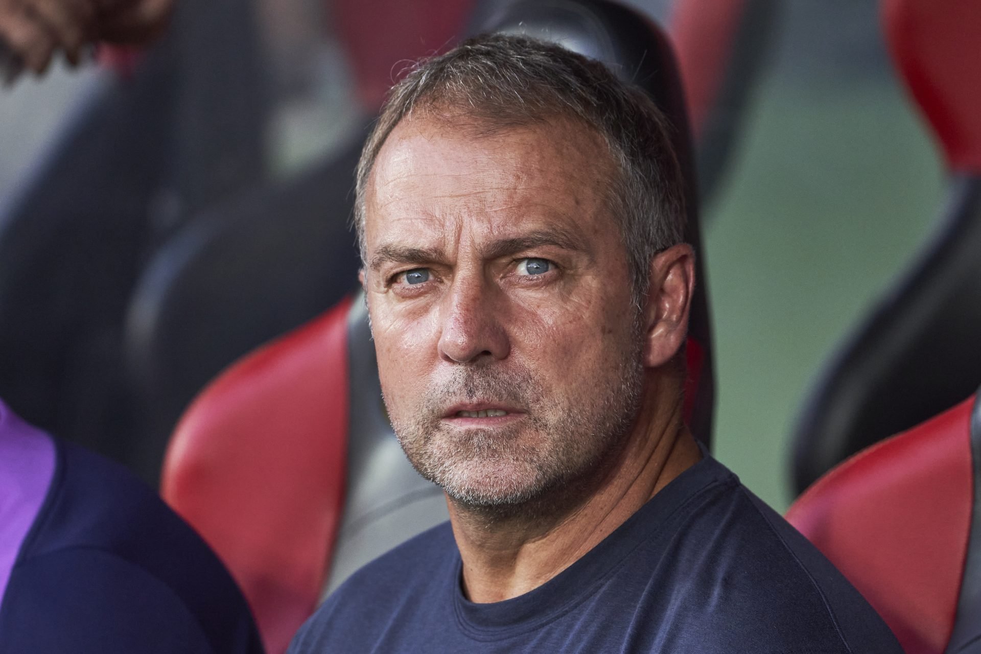 MALLORCA, SPAIN - AUGUST 16: Hansi Flick, head coach of FC Barcelona looks on during the LaLiga EA Sports match between RCD Mallorca and FC Barcelona at Estadio de Son Moix on August 16, 2025 in Mallorca, Spain. (Photo by Rafa Babot/Getty Images)