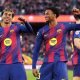 Lamine Yamal and Alejandro Balde of FC Barcelona