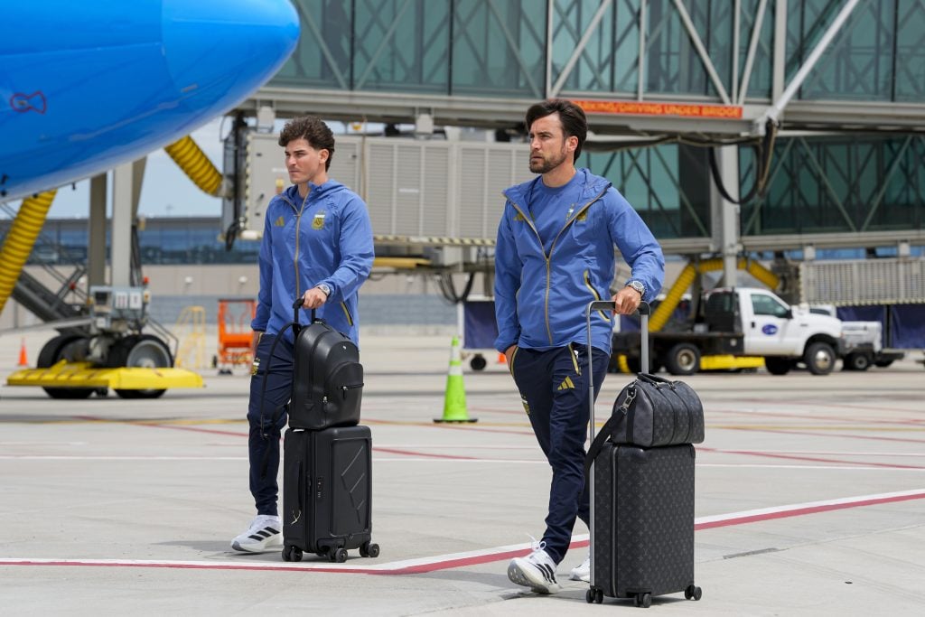 Julian Alvarez (left) and Nicolas Tagliafico (right) of Argentina