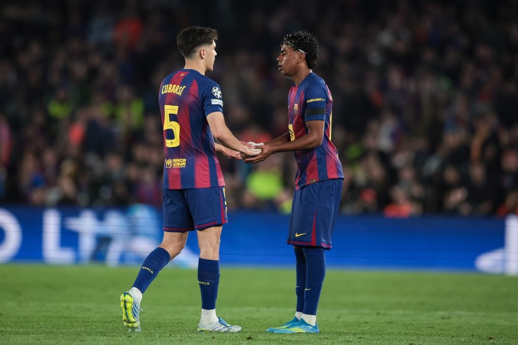 Pau Cubarsi and Lamine Yamal of FC Barcelona