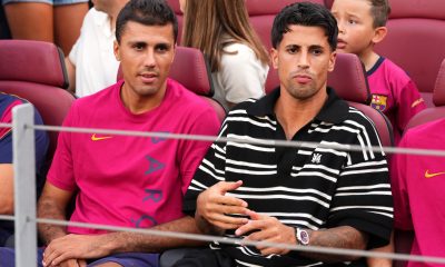Rodri and Joao Cancelo of FC Barcelona